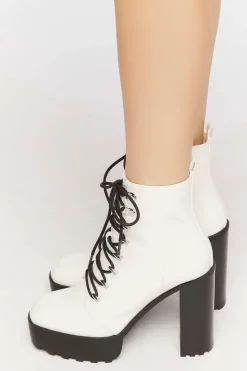 Faux Leather Lace-Up Booties