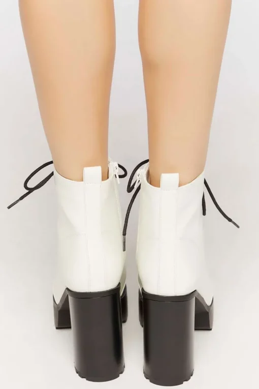 Faux Leather Lace-Up Booties