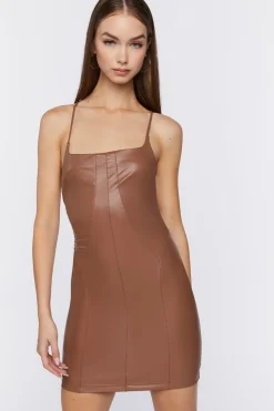 Faux Leather Lace-Up Mini Dress