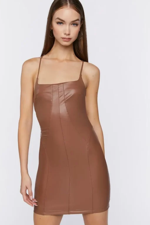 Faux Leather Lace-Up Mini Dress
