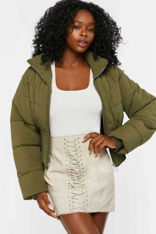Faux Leather Lace-Up Mini Skirt
