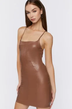 Faux Leather Lace-Up Mini Dress