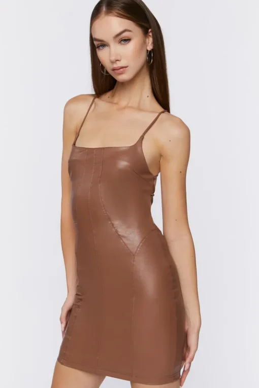 Faux Leather Lace-Up Mini Dress