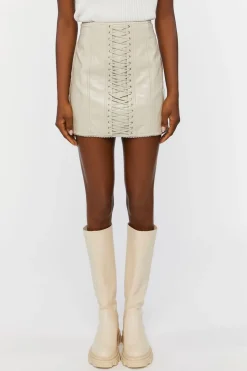 Faux Leather Lace-Up Mini Skirt