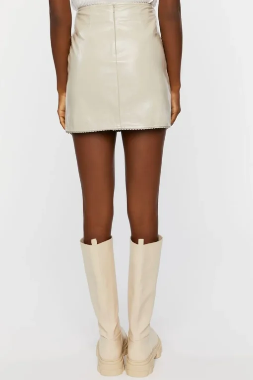Faux Leather Lace-Up Mini Skirt