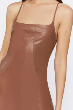 Faux Leather Lace-Up Mini Dress