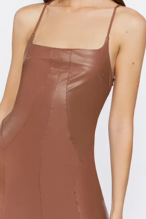 Faux Leather Lace-Up Mini Dress