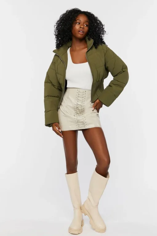 Faux Leather Lace-Up Mini Skirt