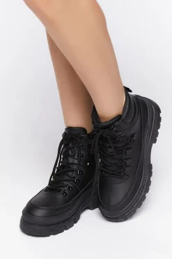 Faux Leather Lug-Sole Booties