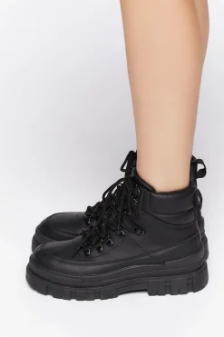 Faux Leather Lug-Sole Booties
