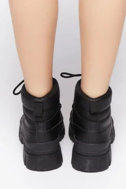 Faux Leather Lug-Sole Booties