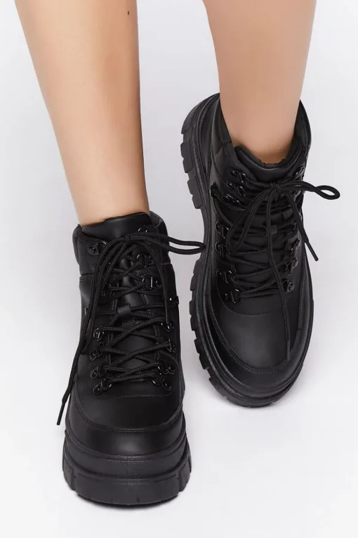 Faux Leather Lug-Sole Booties