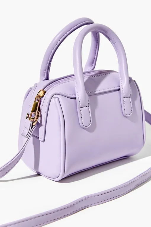 Faux Leather Mini Bowler Bag