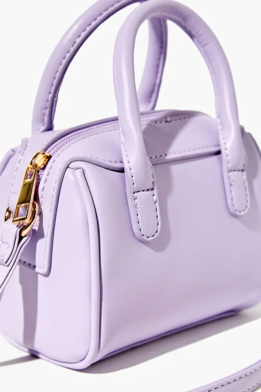 Faux Leather Mini Bowler Bag