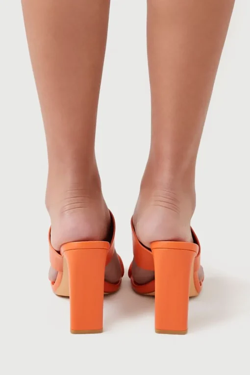 Faux Leather Open-Toe Block Heels