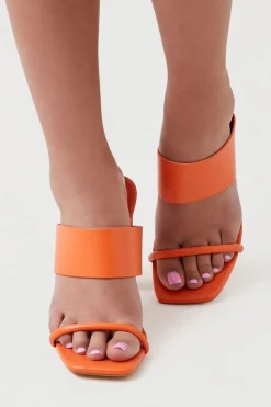 Faux Leather Open-Toe Block Heels
