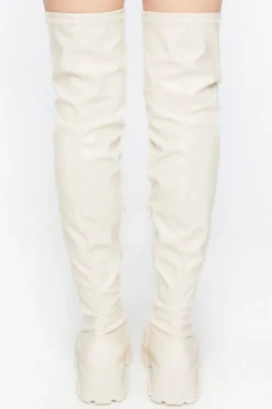 Faux Leather Over-The-Knee Lug Boots
