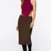 Faux Leather Pencil Midi Skirt