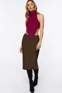 Faux Leather Pencil Midi Skirt