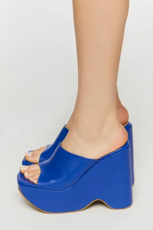 Faux Leather Platform Wedges