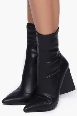 Faux Leather Pointed Booties