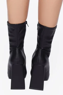 Faux Leather Pointed Booties