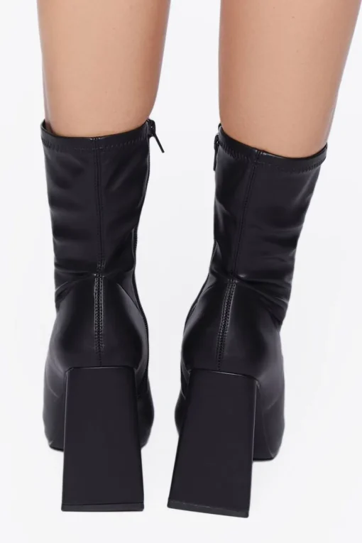 Faux Leather Pointed Booties