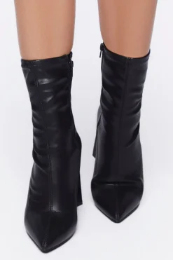 Faux Leather Pointed Booties