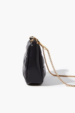 Faux Leather Quilted Crossbody Bag