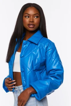 Faux Leather Quilted Jacket