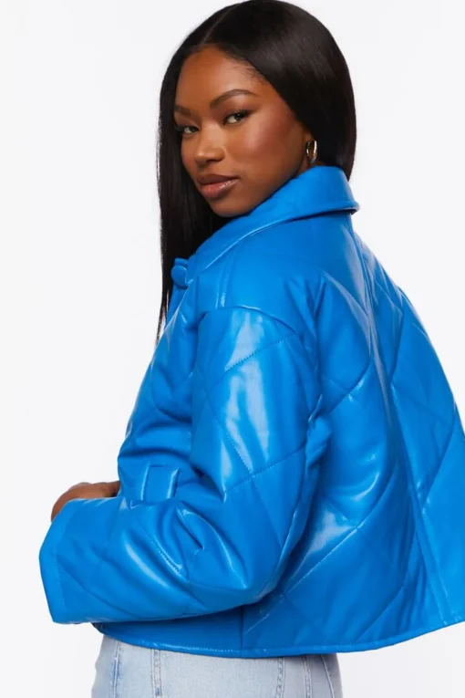 Faux Leather Quilted Jacket