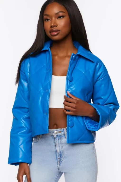 Faux Leather Quilted Jacket