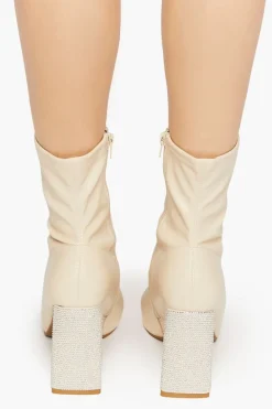 Faux Leather Rhinestone-Heel Booties