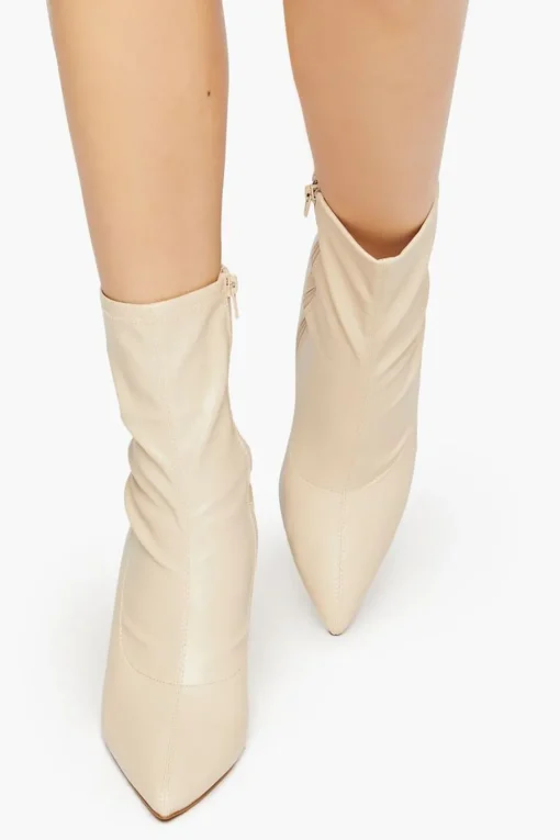 Faux Leather Rhinestone-Heel Booties