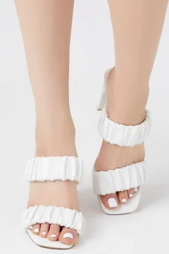 Faux Leather Ruched Block Heels