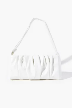 Faux Leather Ruched Shoulder Bag