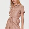 Faux Leather Shirt Dress