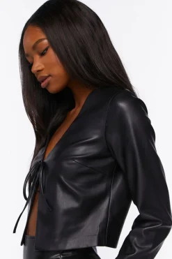 Faux Leather Split-Hem Top