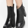 Faux Leather Stacked Platform Booties