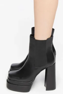 Faux Leather Stacked Platform Booties