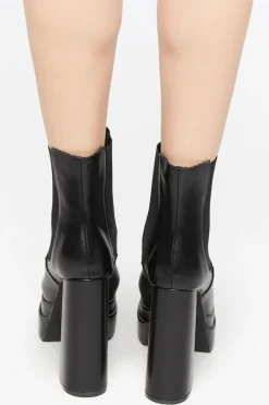 Faux Leather Stacked Platform Booties