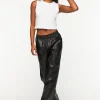 Faux Leather Straight-Leg Pants