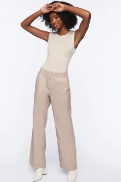 Faux Leather Straight-Leg Pants