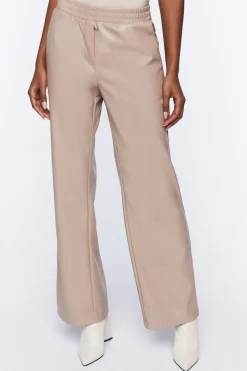 Faux Leather Straight-Leg Pants