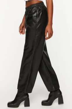 Faux Leather Straight-Leg Pants