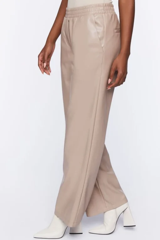 Faux Leather Straight-Leg Pants