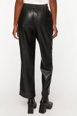 Faux Leather Straight-Leg Pants