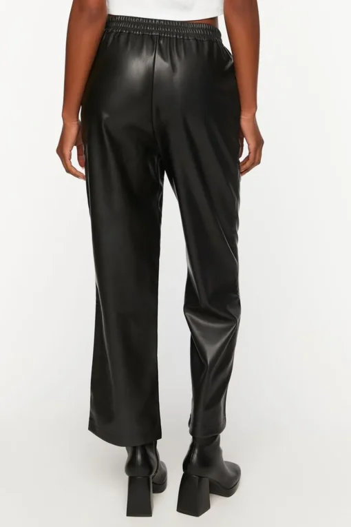 Faux Leather Straight-Leg Pants