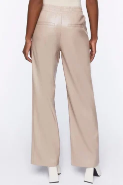 Faux Leather Straight-Leg Pants