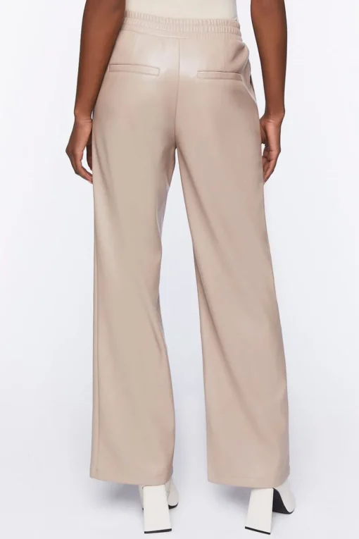 Faux Leather Straight-Leg Pants